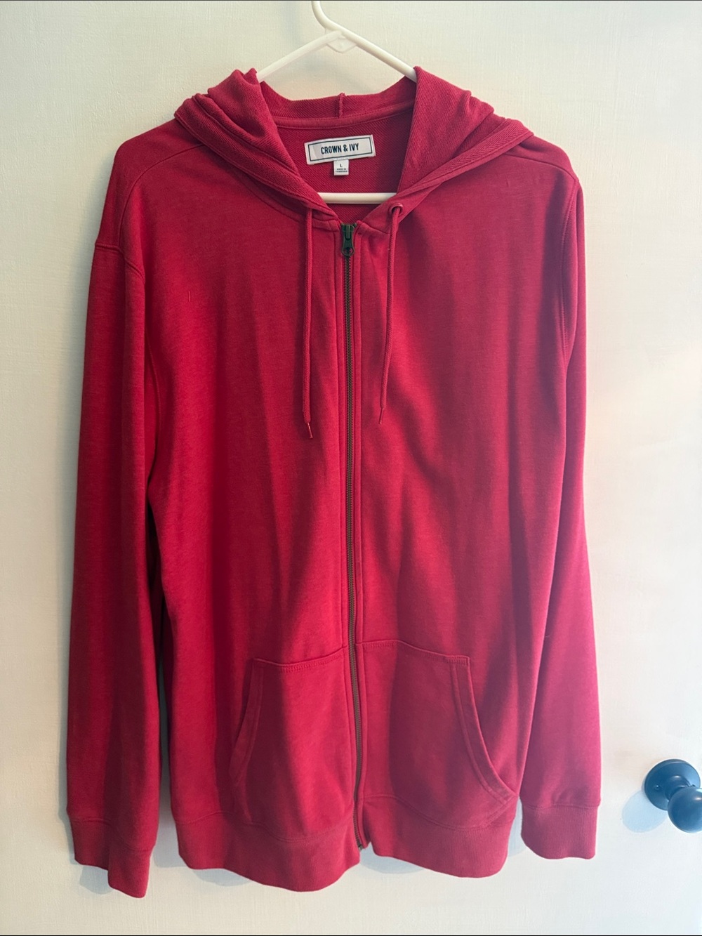 crown & ivy Classic Red Full-Zip Hoodie